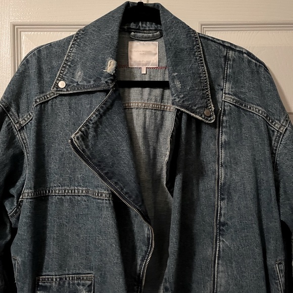 💙Rare ZARA Artist Drawing Denim Jacket Snaps Zipper Fall Autumn Size Large L💙 - Picture 3 of 16